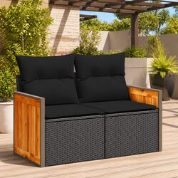 Specifications of Black PE Rattan Outdoor Garden Sofa 2-Seater