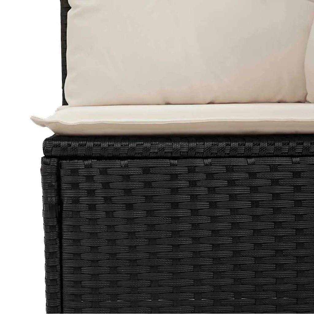 2-Seater Garden Sofa Outdoor Patio Seating Black Poly Rattan