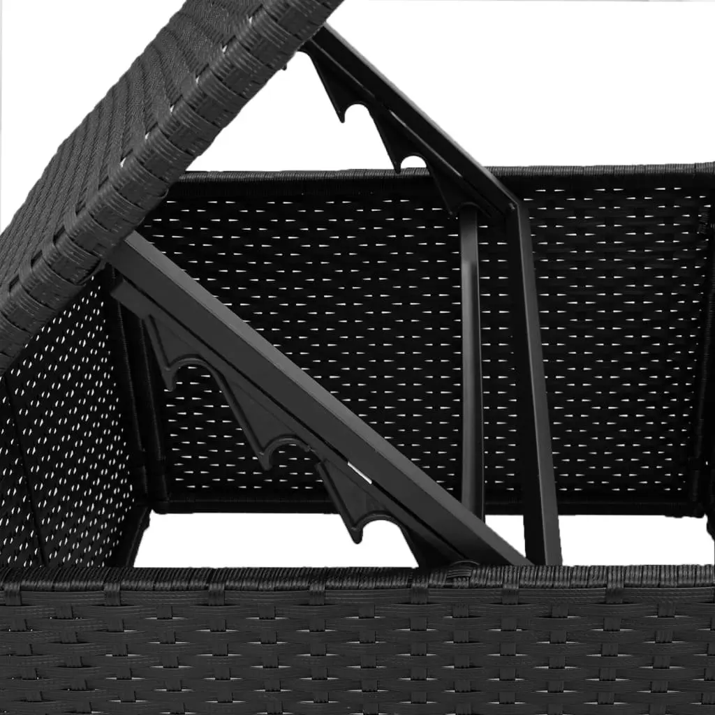 Garden Stool with Storage Cushioned Seat Outdoor Furniture Black Poly Rattan