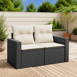 Specifications of a 2-Seater Black Poly Rattan Sofa