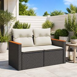 Specifications of Black 2-Seater Garden Sofa with Cushions