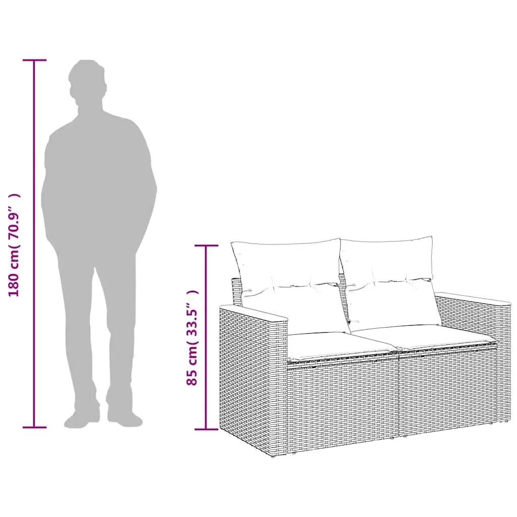 Garden Sofa Outdoor Patio Furniture 2 Seater Black Poly Rattan