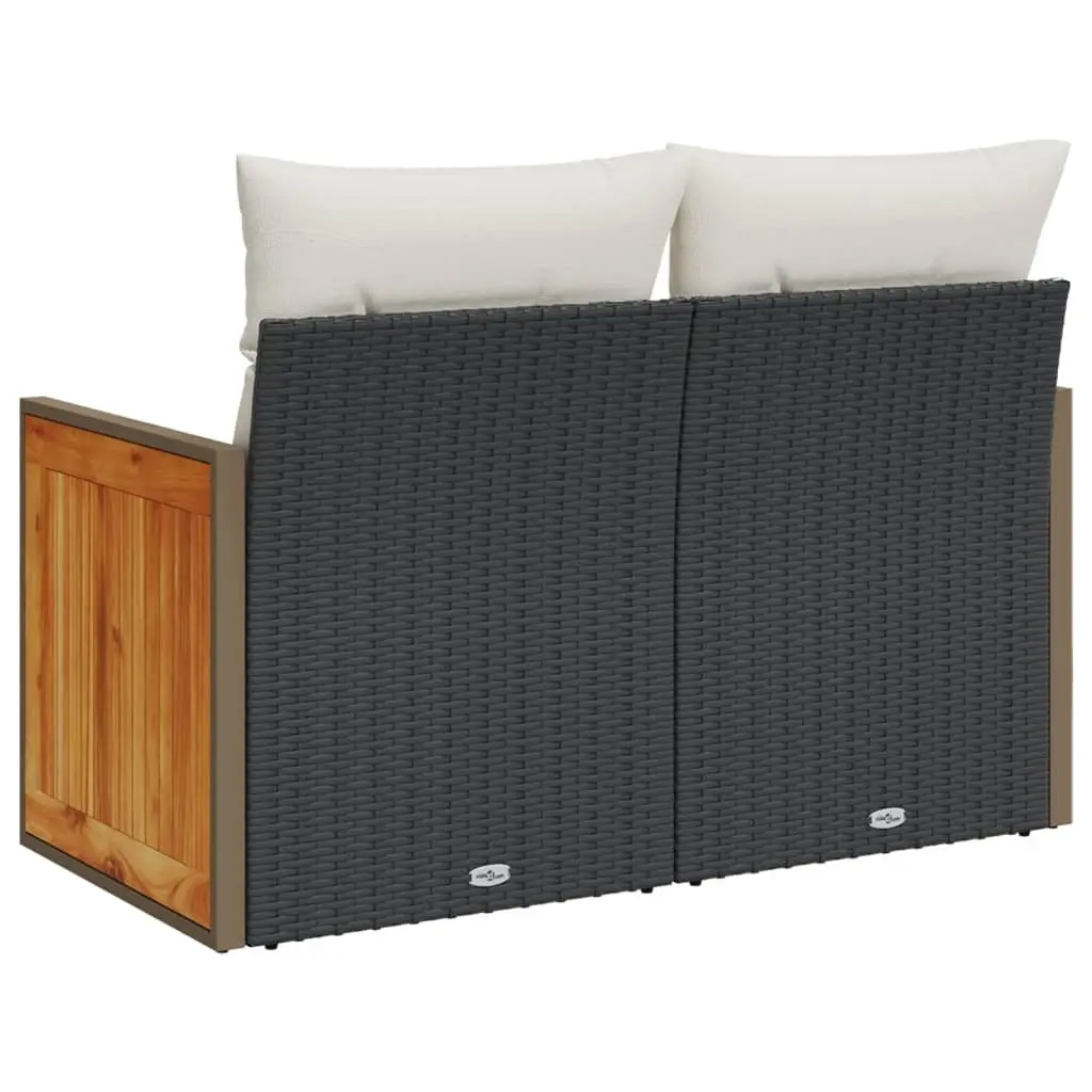 2-Seater Black Rattan Garden Sofa