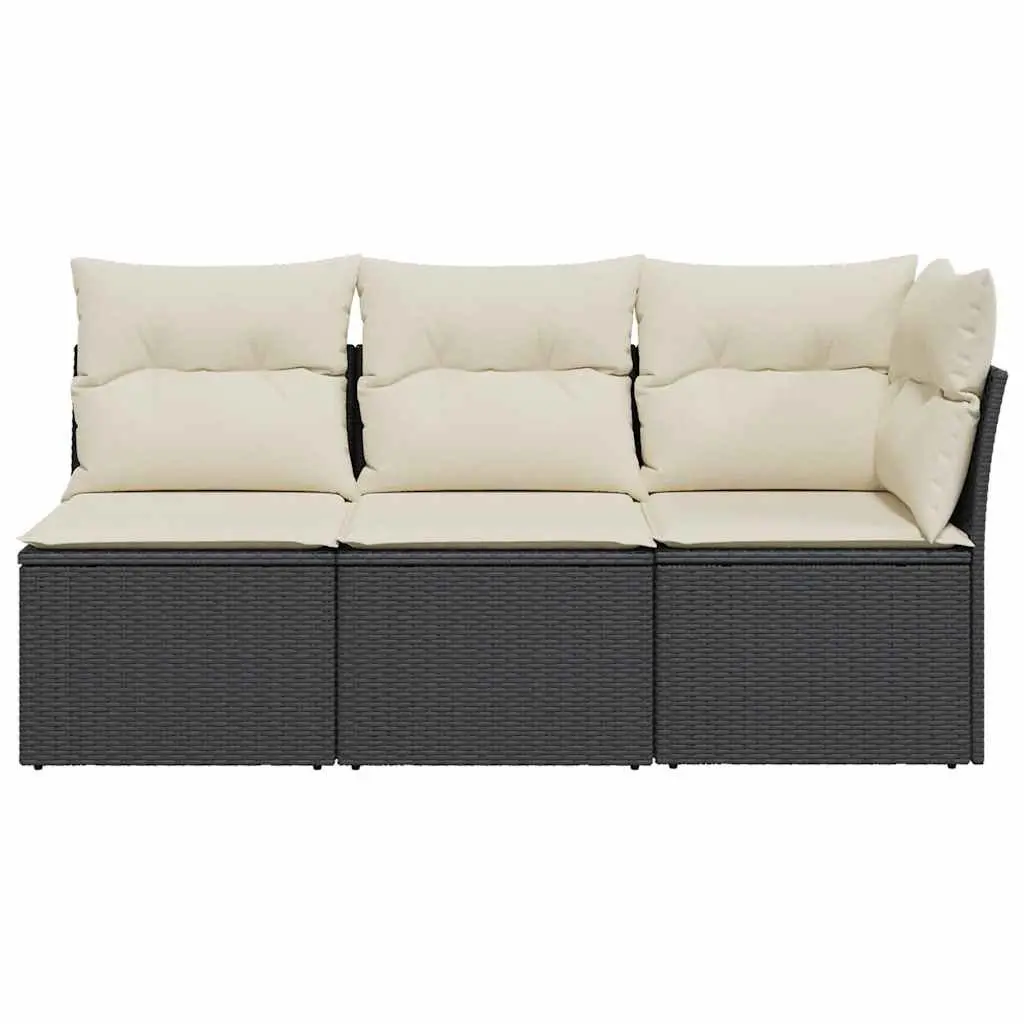3-Seater Outdoor Garden Sofa for Patio Black