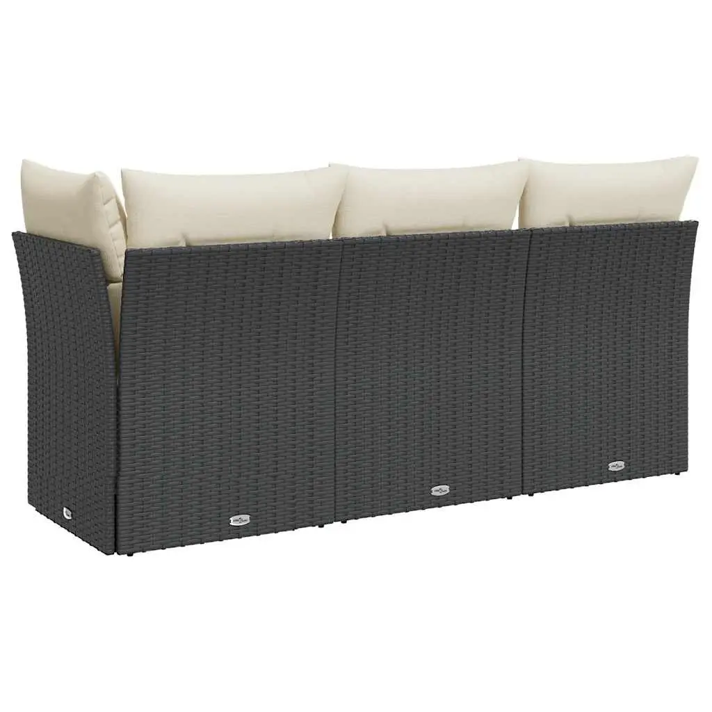 3-Seater Outdoor Garden Sofa for Patio Black