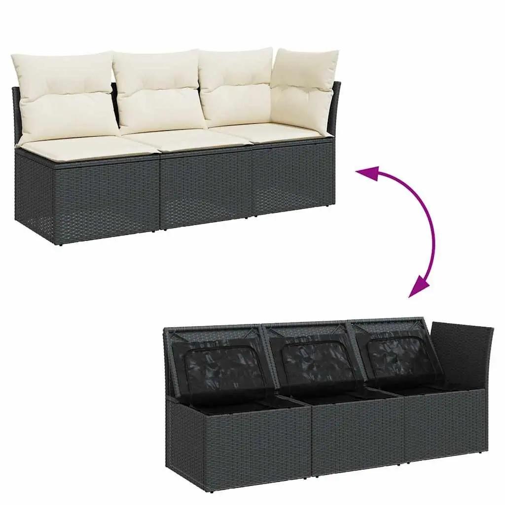 3-Seater Outdoor Garden Sofa for Patio Black