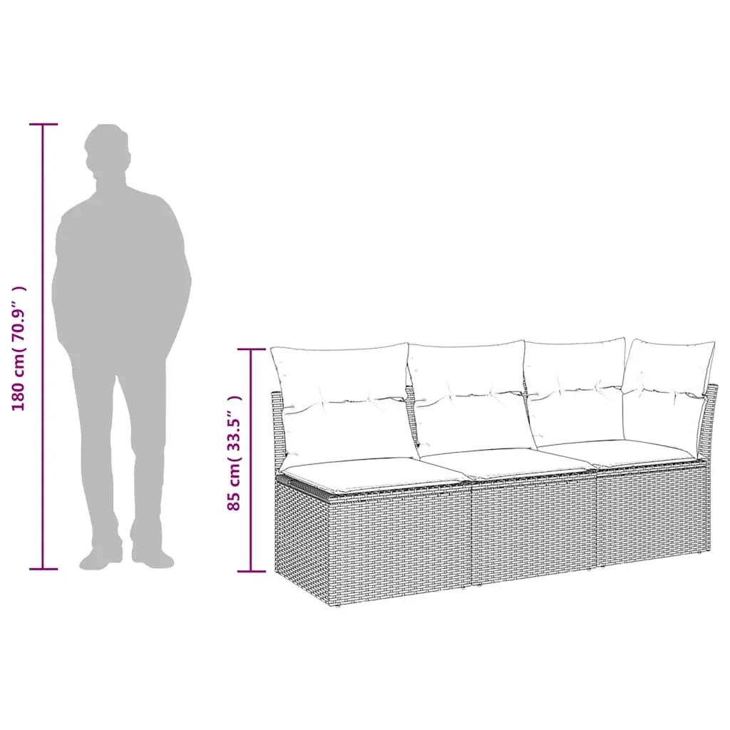 3-Seater Outdoor Garden Sofa for Patio Black