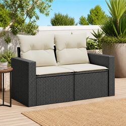 Specifications of 2-Seater Black Poly Rattan Garden Sofa