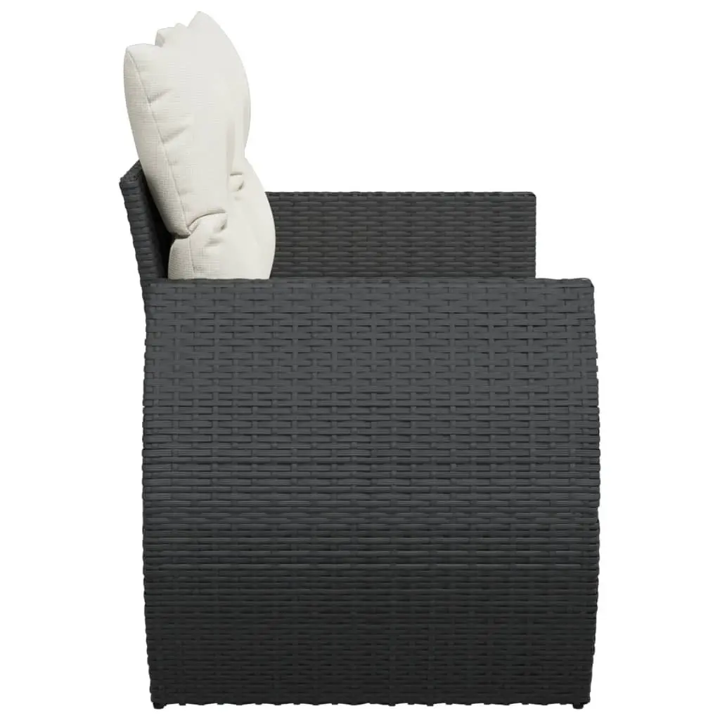 2-Seater Outdoor Sofa Black PE Rattan Garden Furniture with Storage