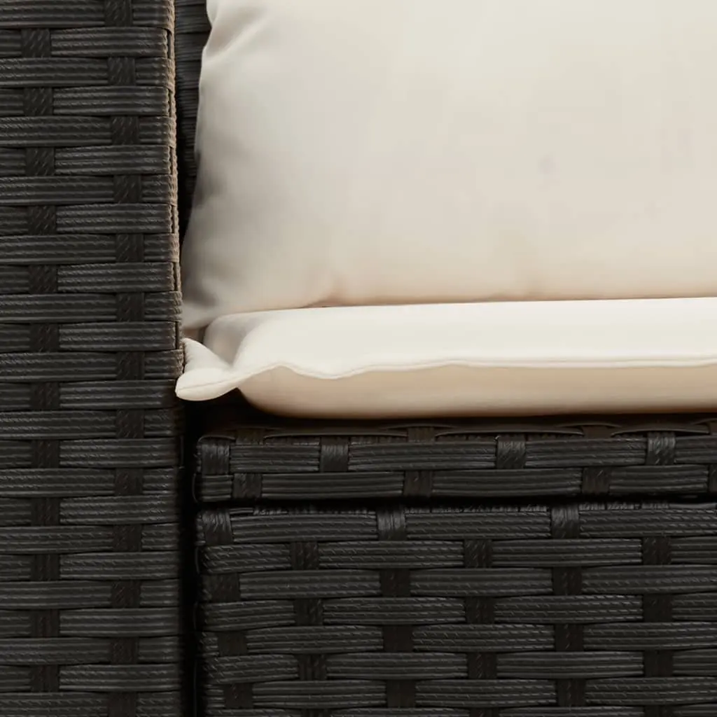 2-Seater Outdoor Sofa Black PE Rattan Garden Furniture with Storage