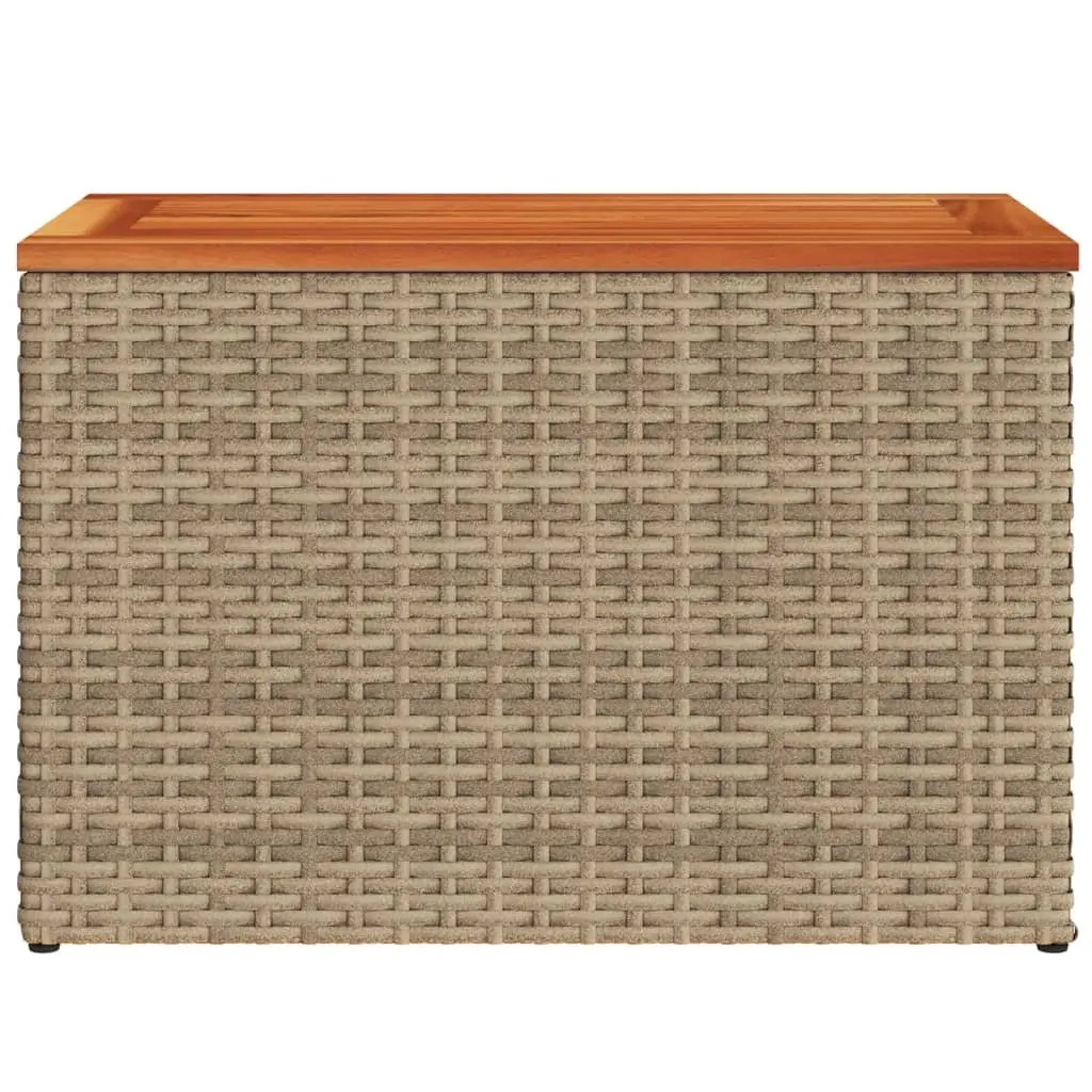 Garden Side Tables 2 pcs Beige Outdoor Patio Furniture PE Rattan Wood Top