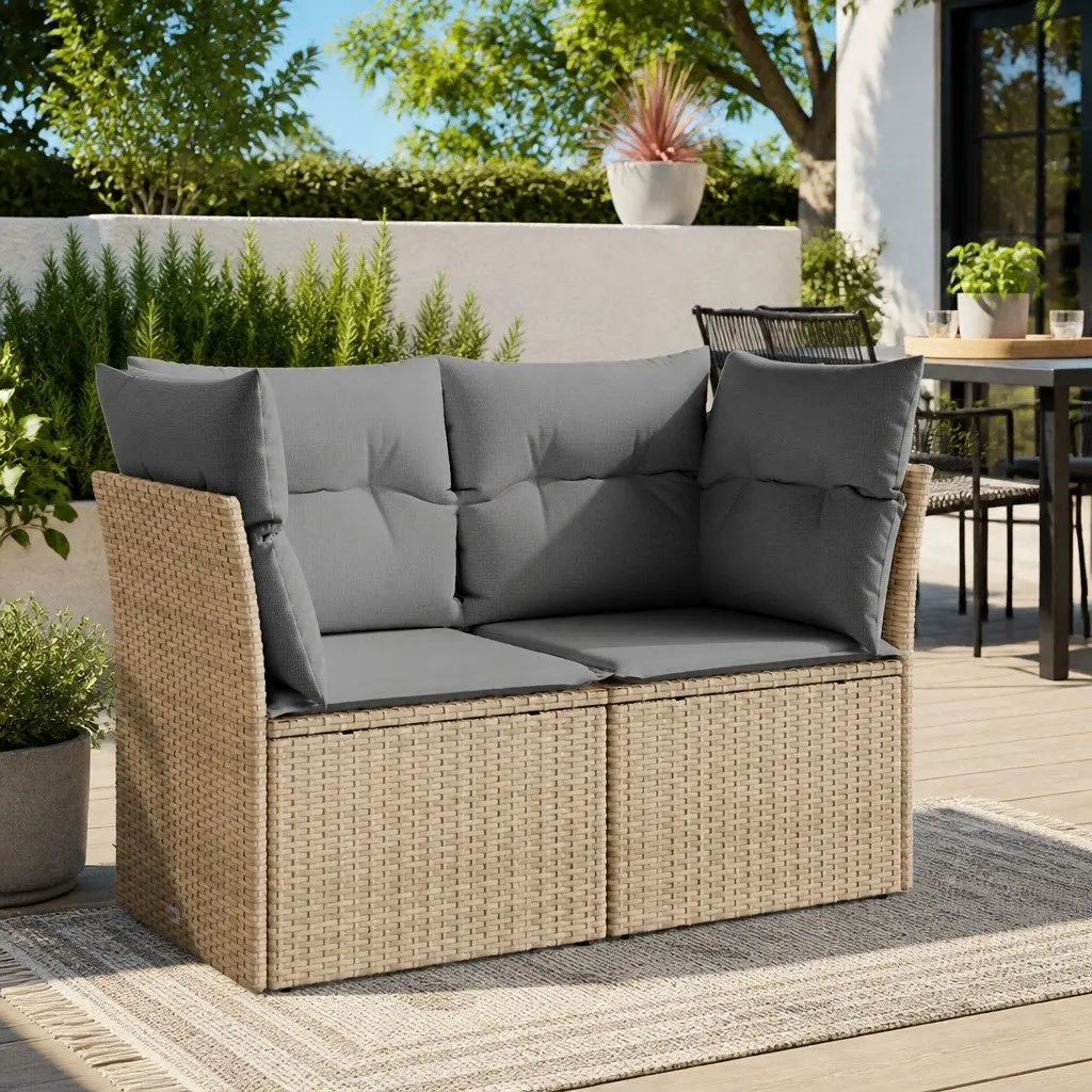 2-Seater Outdoor Sofa with Cushions