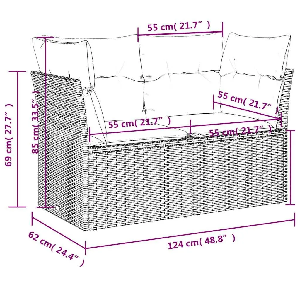 2-Seater Outdoor Sofa with Cushions
