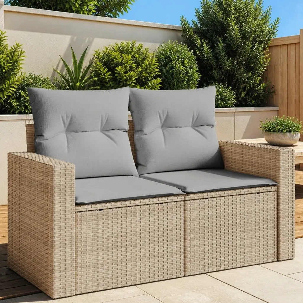 2-Seater Garden Sofa for Outdoor Patio Beige
