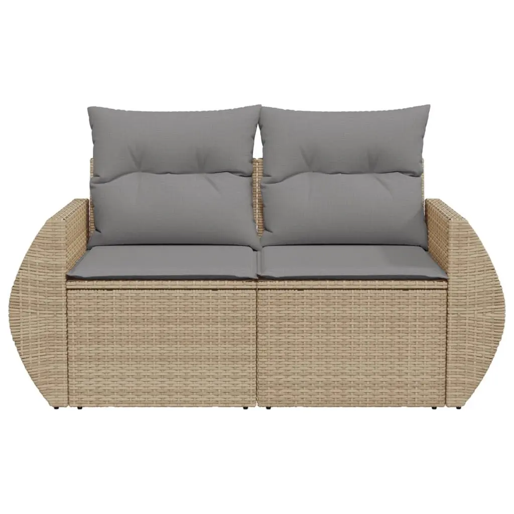 2-Seater Garden Sofa Outdoor Patio Furniture Beige Rattan