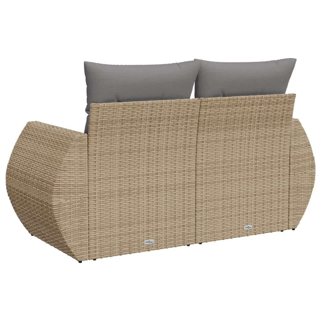 2-Seater Garden Sofa Outdoor Patio Furniture Beige Rattan