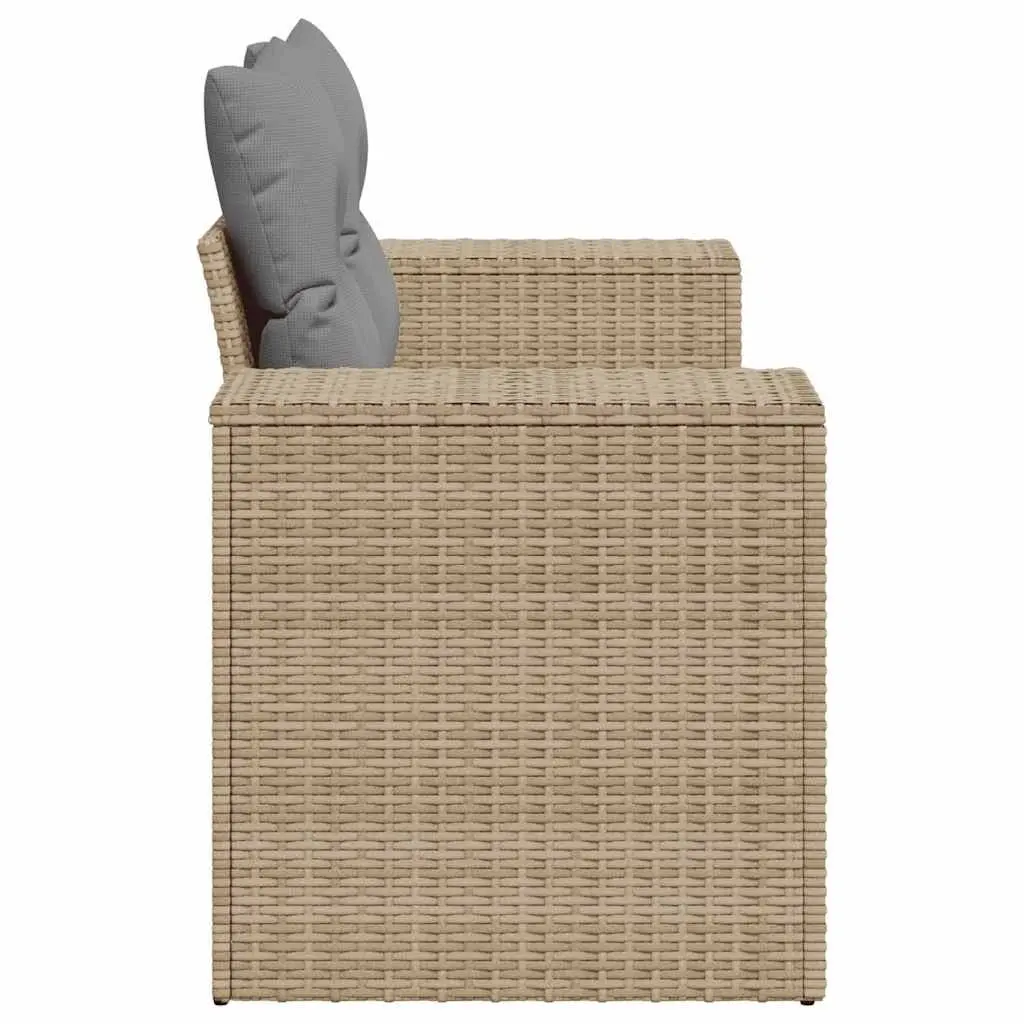 2-Seater Garden Sofa Outdoor Patio Furniture with Cushions Beige Poly Rattan