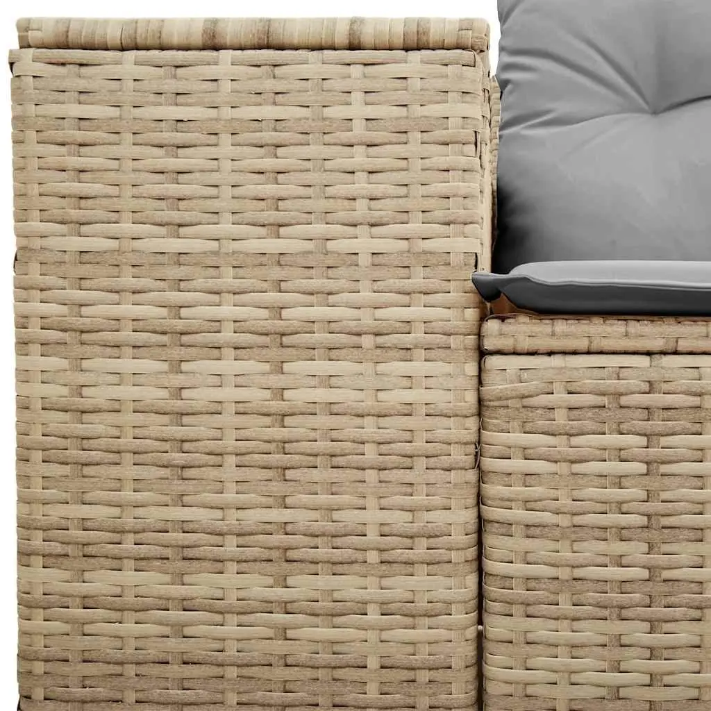 2-Seater Garden Sofa Outdoor Patio Furniture with Cushions Beige Poly Rattan