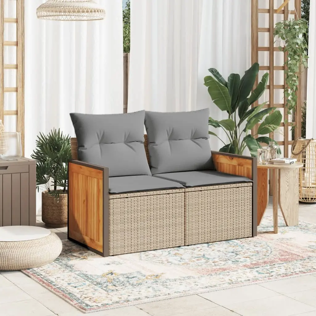Outdoor Sofa 2-Seater Modular Patio Furniture with Cushions Beige