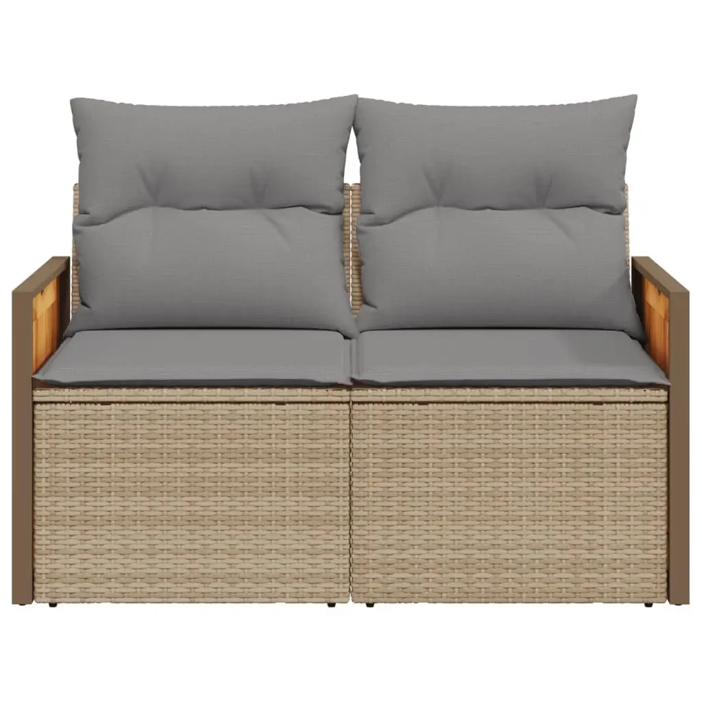 Outdoor Sofa 2-Seater Modular Patio Furniture with Cushions Beige