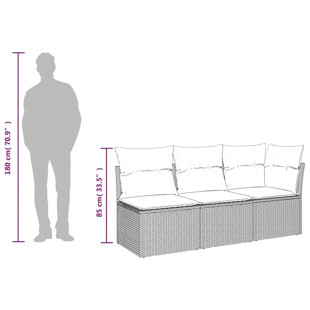 3-Seater Garden Sofa with Cushions