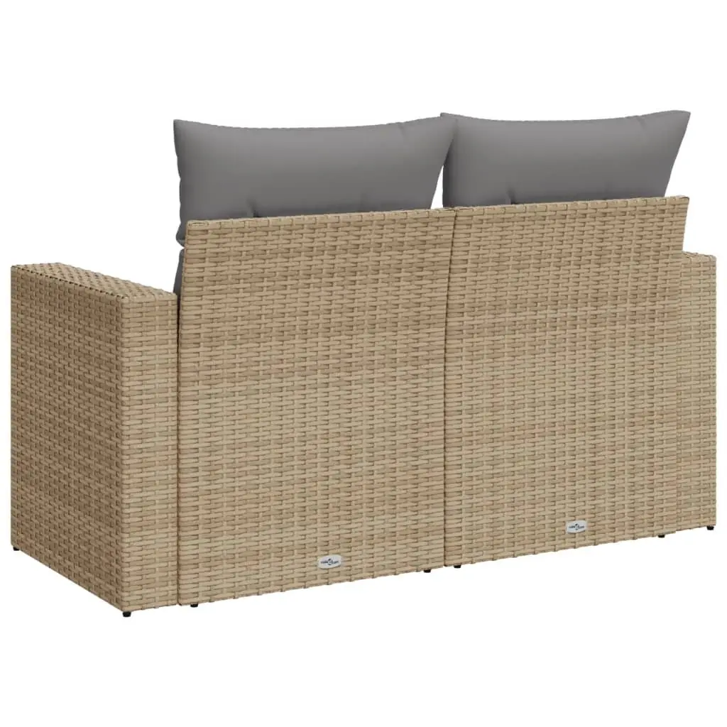 2-Seater Garden Sofa for Outdoor Use with Cushions and Storage Beige