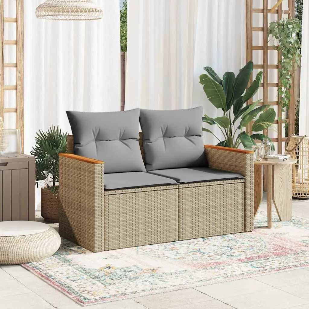 2-Seater Garden Sofa Outdoor Patio Furniture Beige