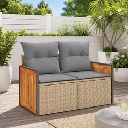 2-Seater Garden Sofa: PE Rattan, Cushions, Storage Compartment