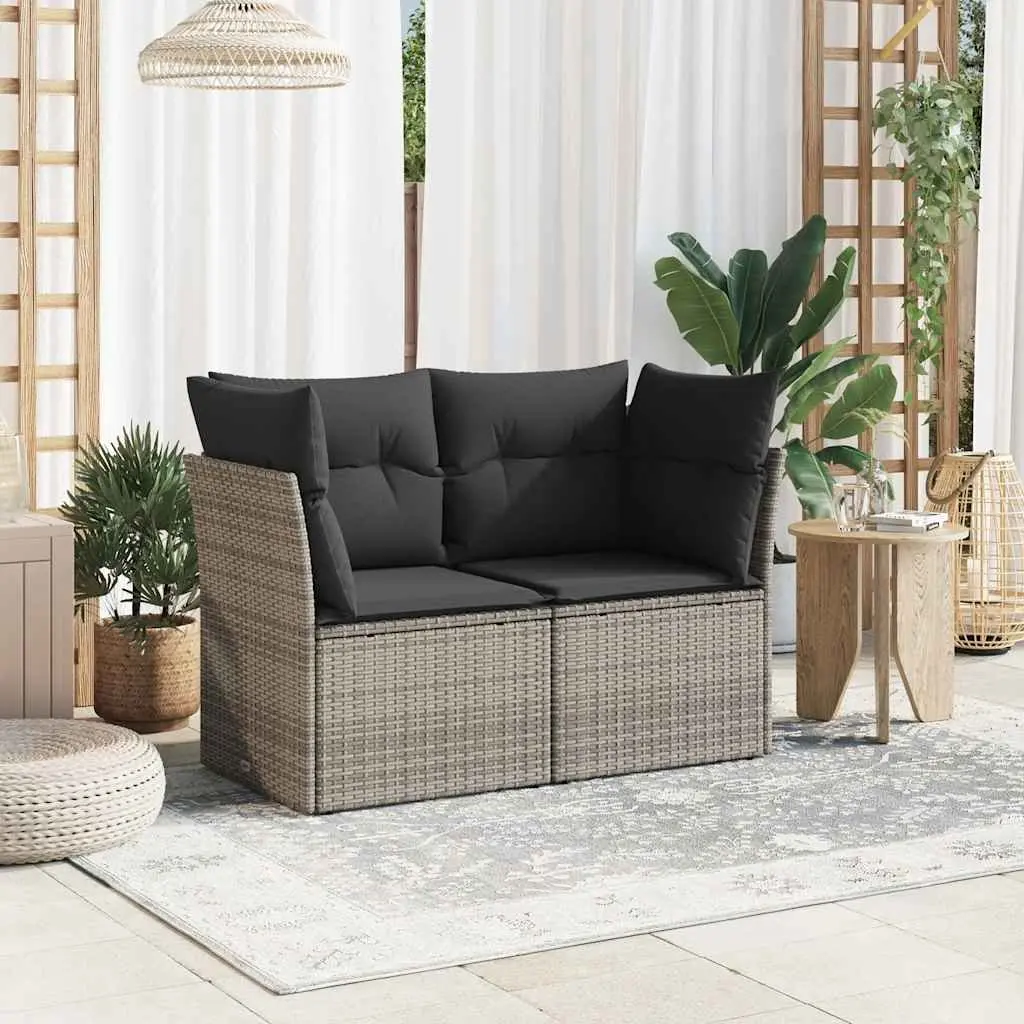 Outdoor Sofa 2-Seater Garden Furniture Grey Poly Rattan