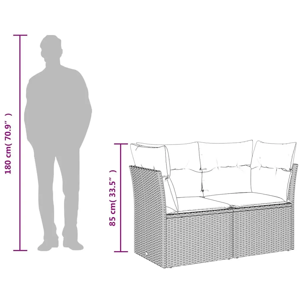 Outdoor Sofa 2-Seater Garden Furniture Grey Poly Rattan