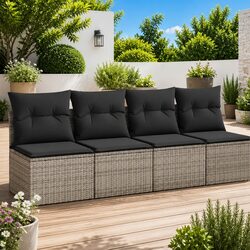 4-Seater Garden Sofa Specifications: Modular Grey Seating