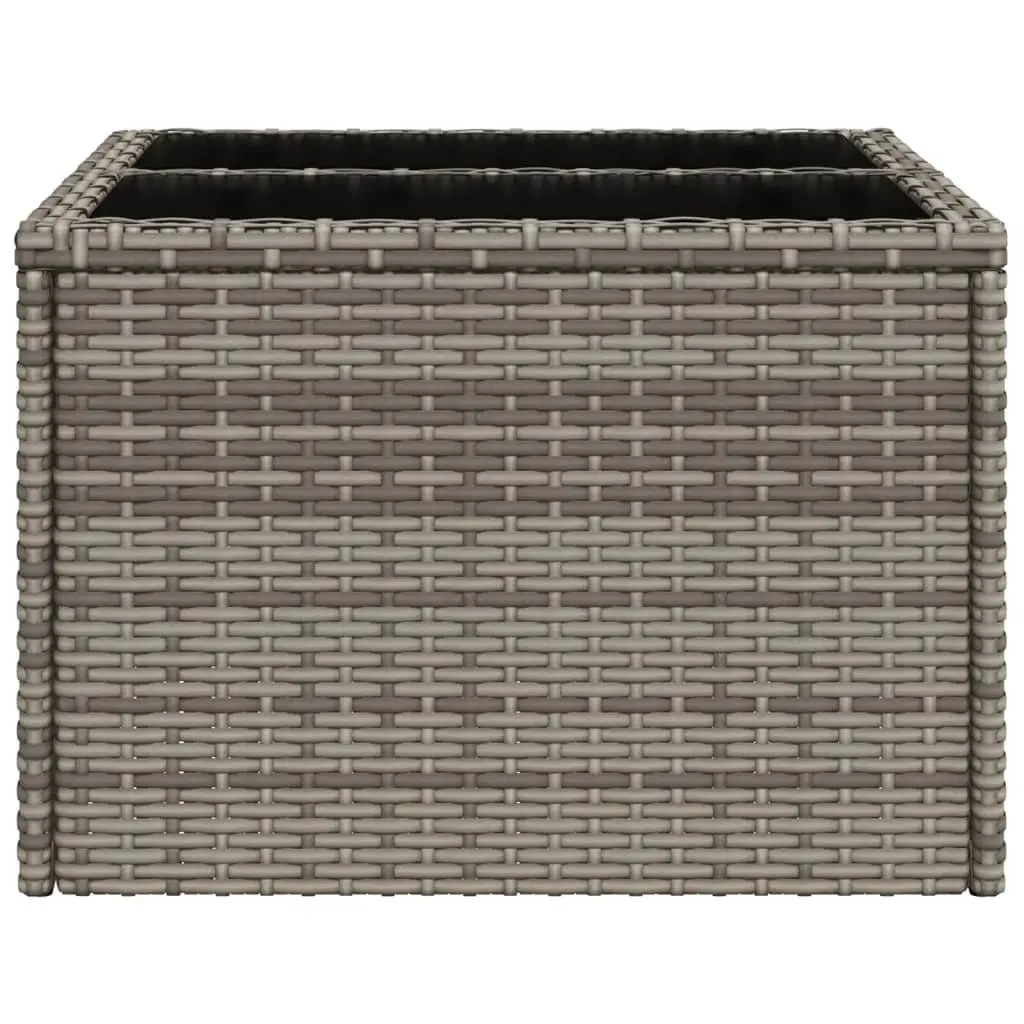 Garden Table Outdoor Furniture Grey Poly Rattan Glass Top Patio Dining