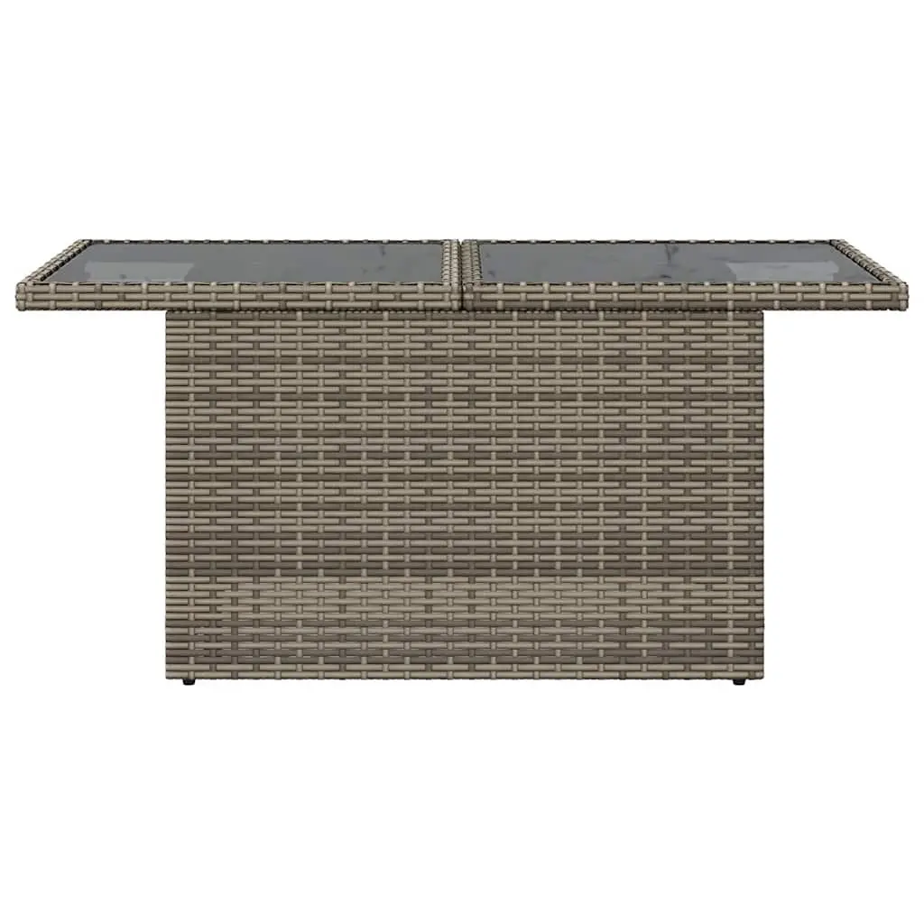 Garden Table Outdoor Furniture Grey Glass Top Poly Rattan Patio Coffee Dining