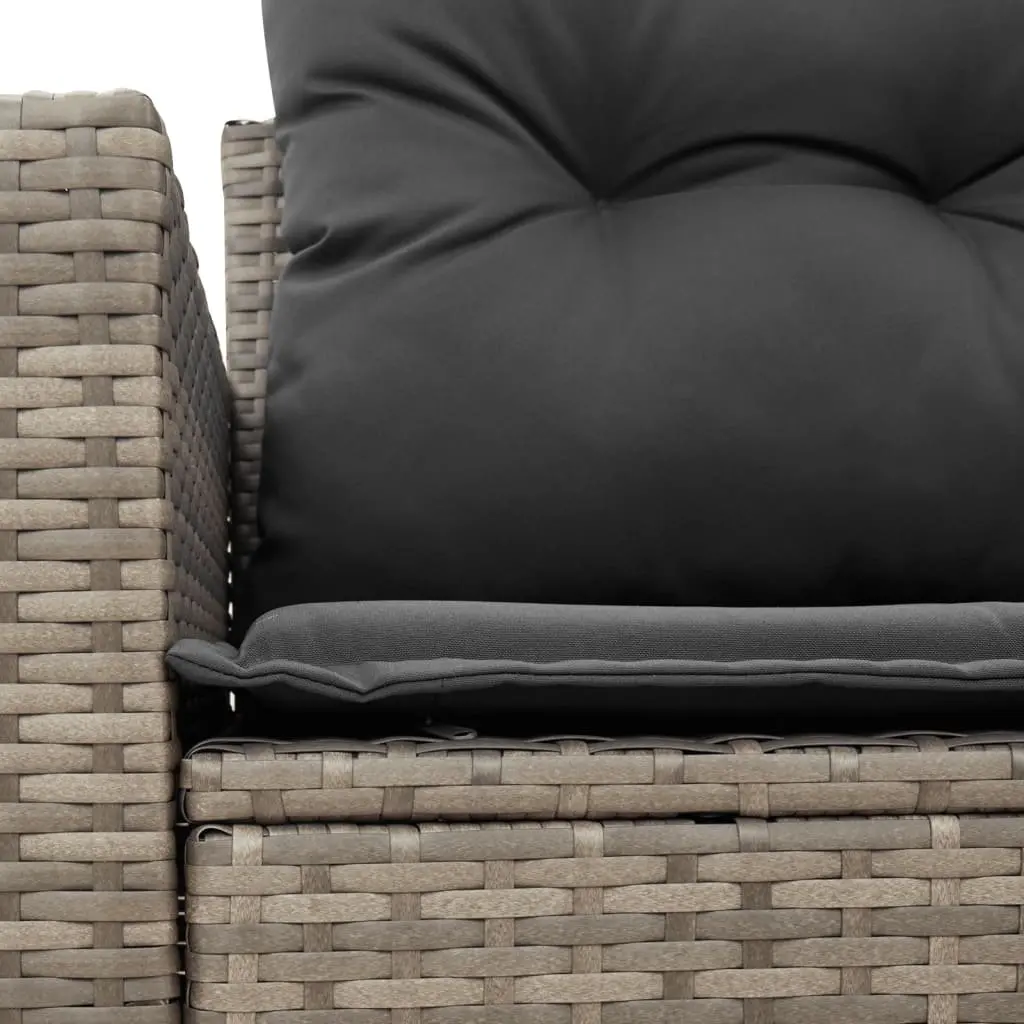 2-Seater Outdoor Sofa Poly Rattan Garden Furniture Grey with Cushions and Foldable Side Table for Patio Relaxation