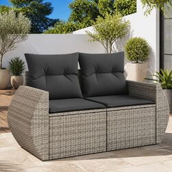 2-Seater Garden Sofa: PE Rattan with Cushions Included