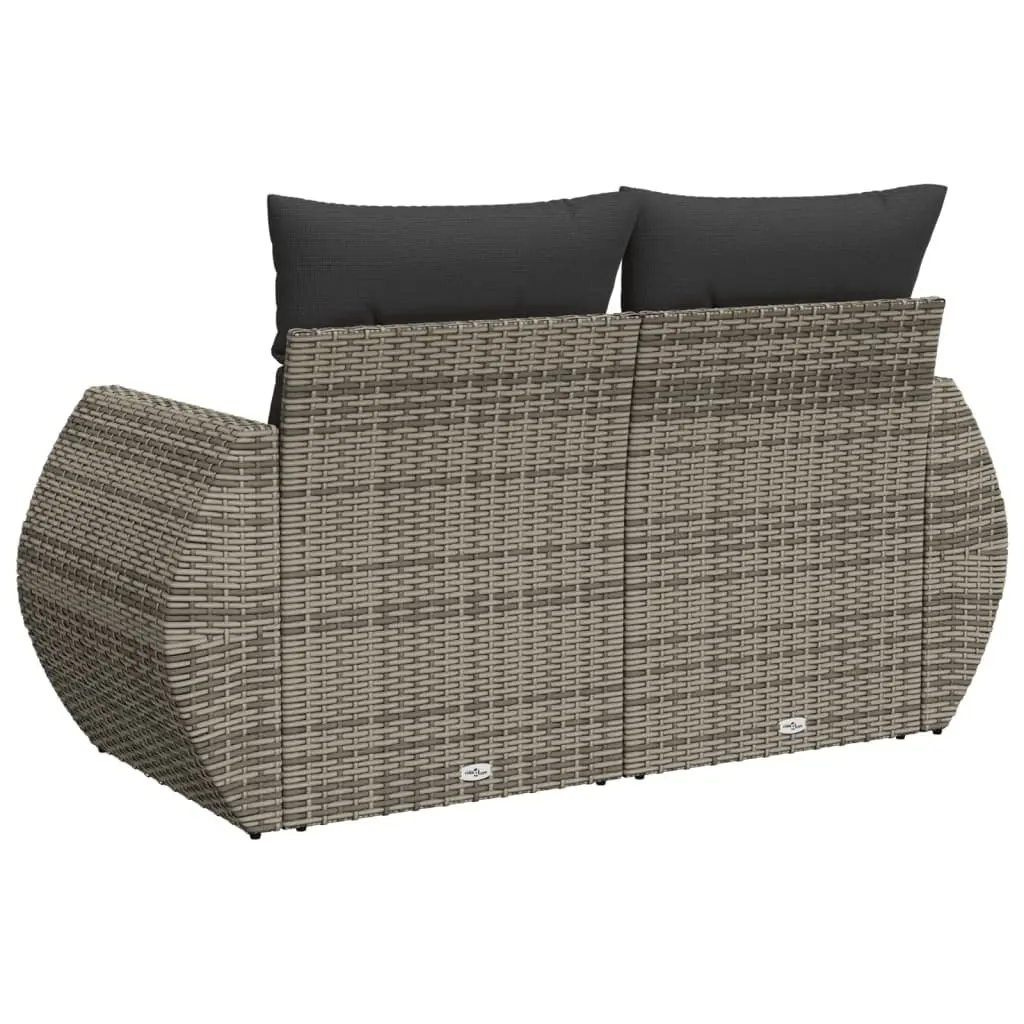 2-Seater Garden Sofa for Outdoor Use Grey PE Rattan with Cushions