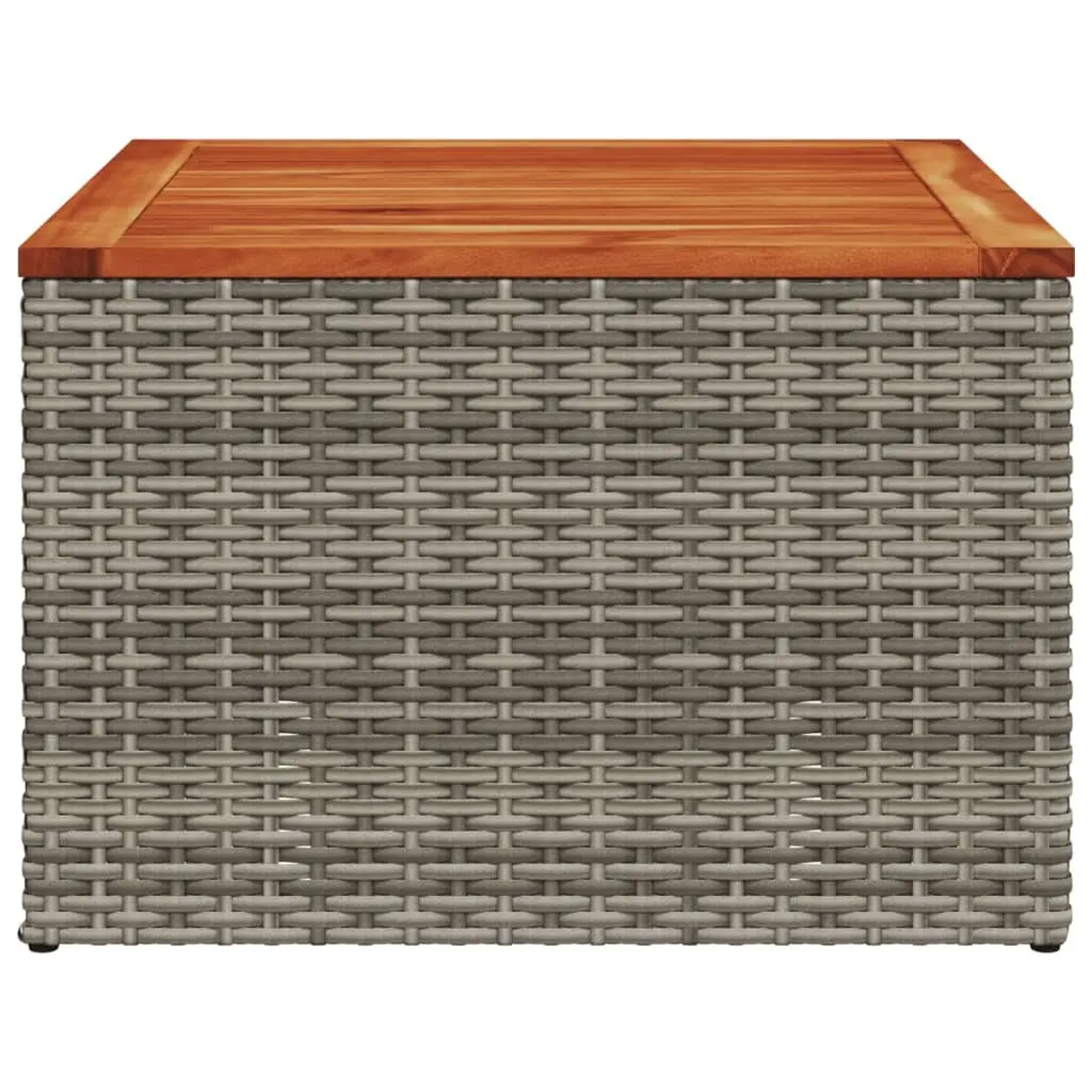 Garden Table Grey Outdoor Patio Furniture Poly Rattan Acacia Wood Top 55x55x37cm