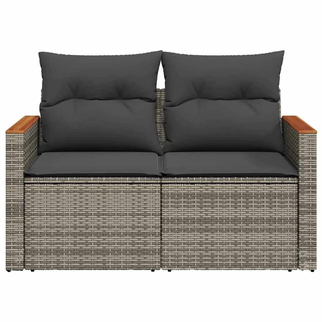 Outdoor Garden Sofa 2-Seater for Patio Grey Poly Rattan