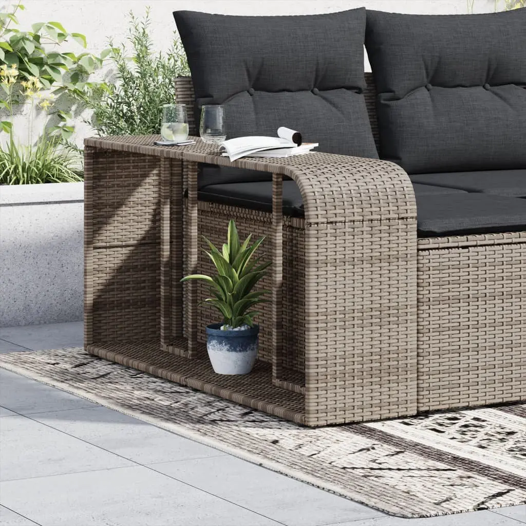 Storage Shelves 2 Pieces Grey Poly Rattan Outdoor Garden Furniture Backyard