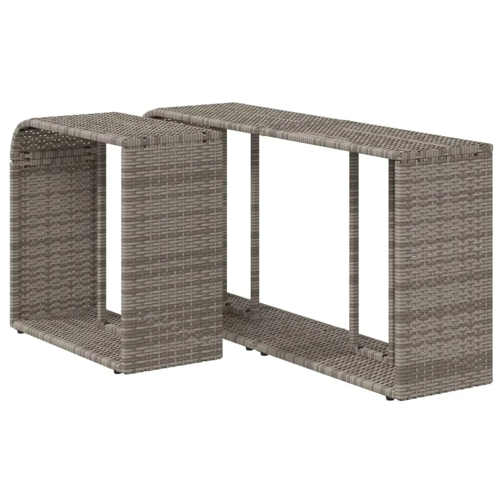 Storage Shelves 2 Pieces Grey Poly Rattan Outdoor Garden Furniture Backyard