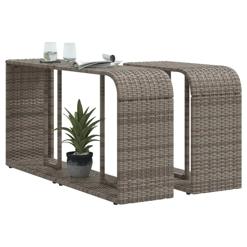 Storage Shelves 2 Pieces Grey Poly Rattan Outdoor Garden Furniture Backyard
