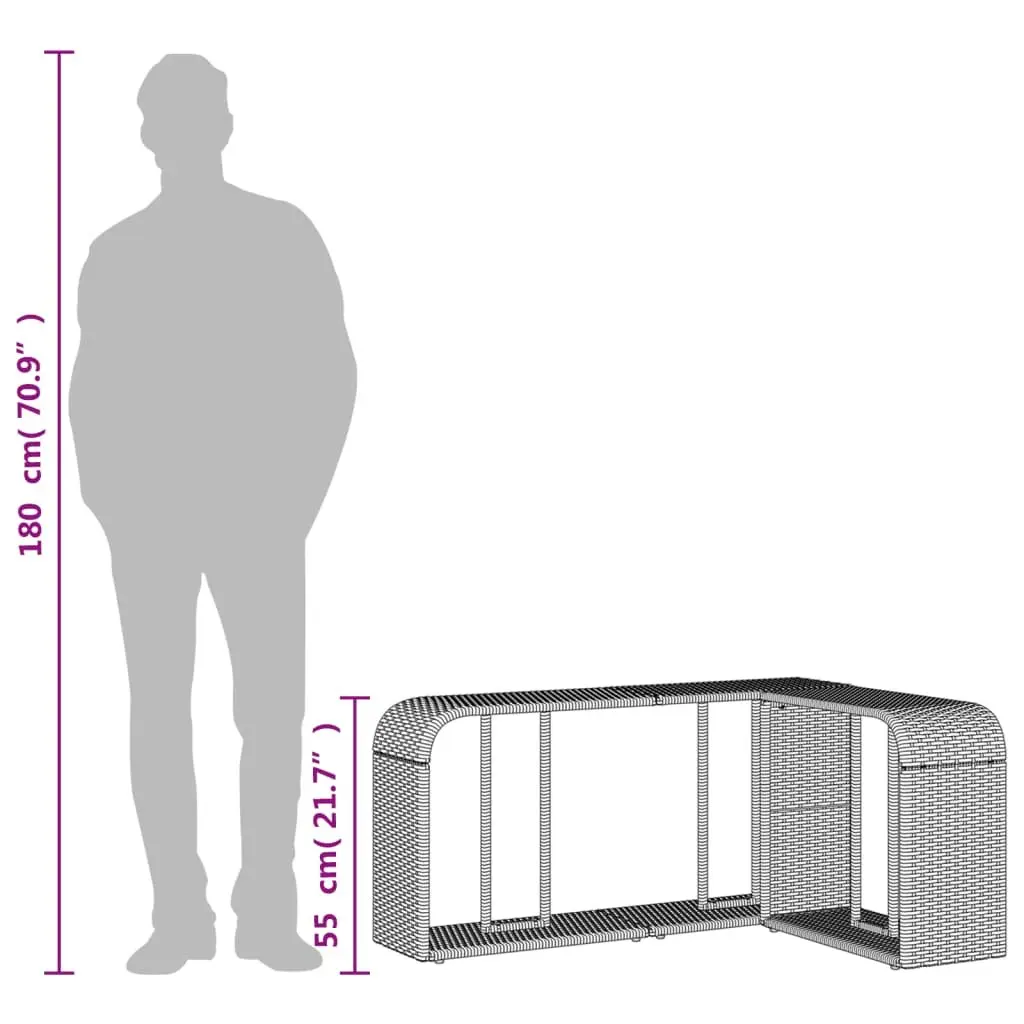 Storage Shelves 2 Pieces Grey Poly Rattan Outdoor Garden Furniture Backyard