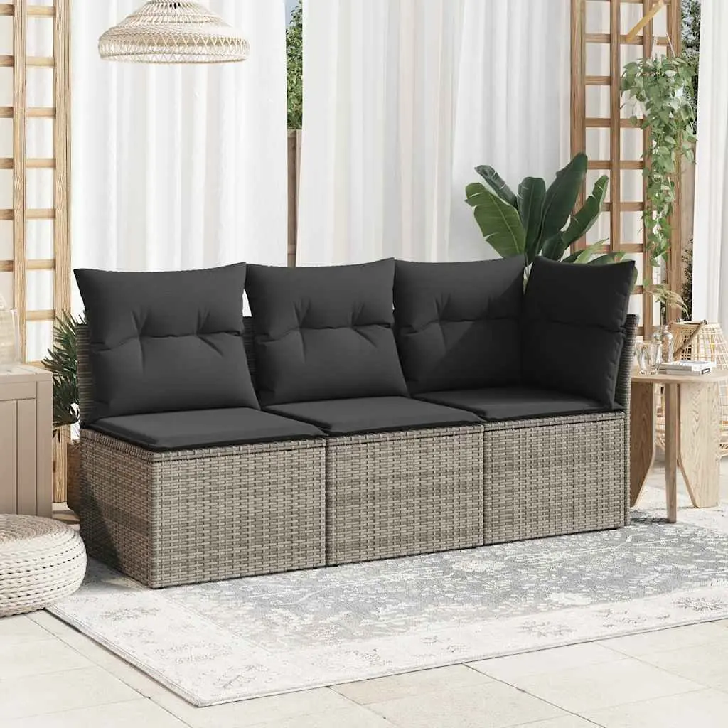 Garden Corner Sofa for Outdoor Use Grey Poly Rattan Modular Seating