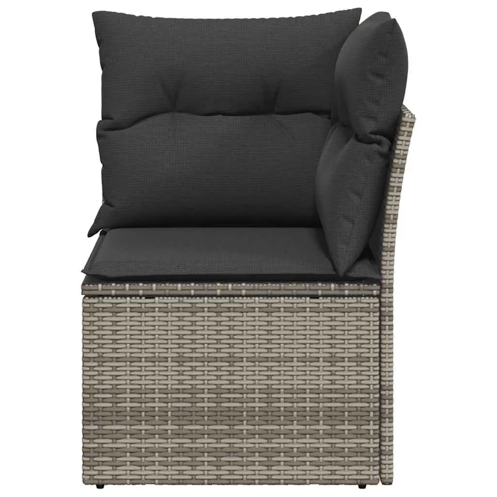 Garden Corner Sofa for Outdoor Use Grey Poly Rattan Modular Seating