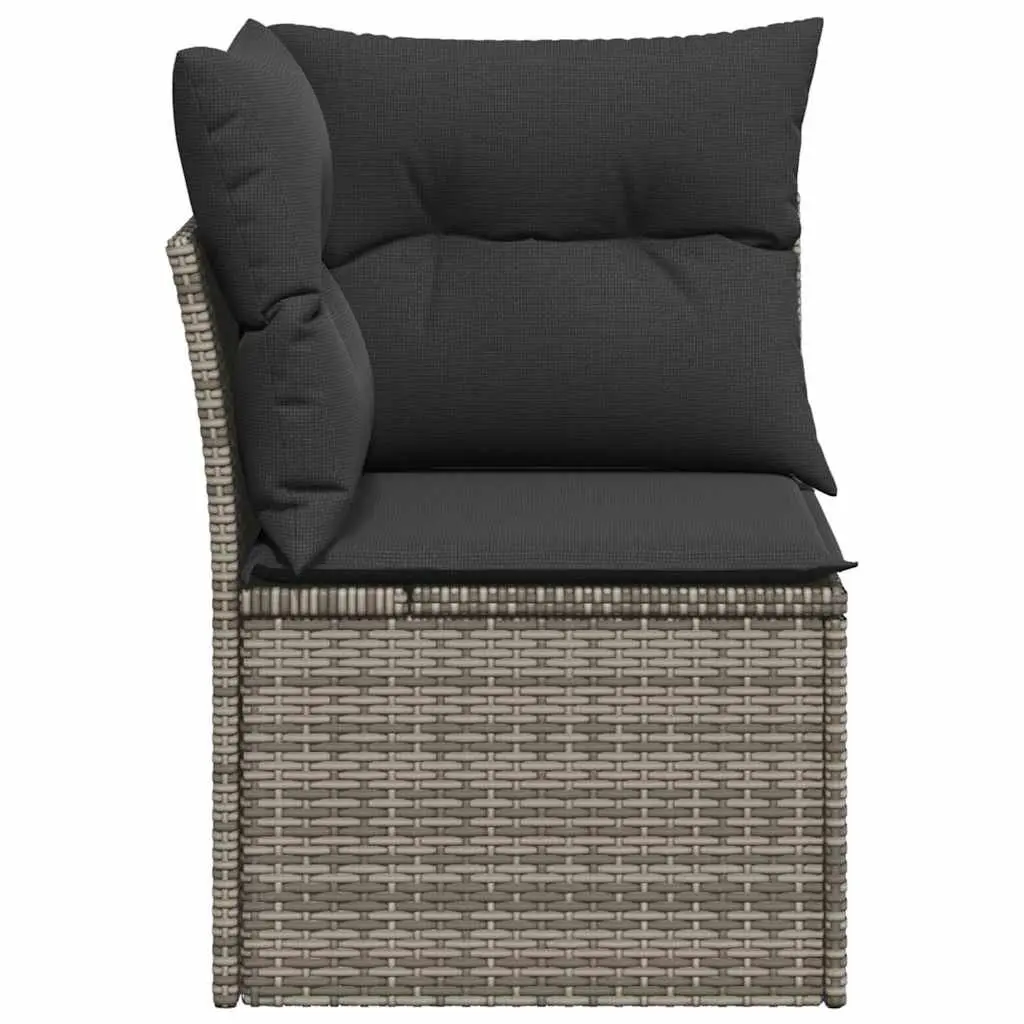 Garden Corner Sofa for Outdoor Use Grey Poly Rattan Modular Seating
