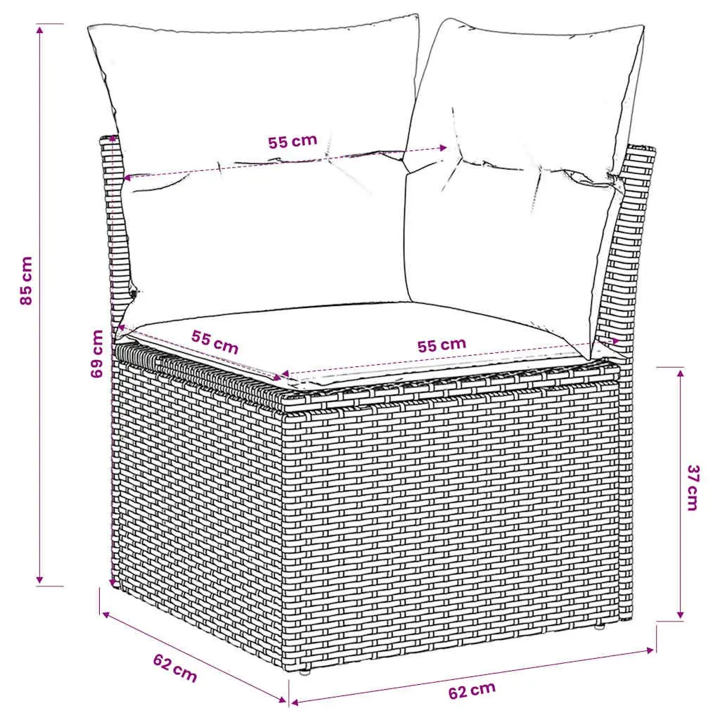 Garden Corner Sofa for Outdoor Use Grey Poly Rattan Modular Seating