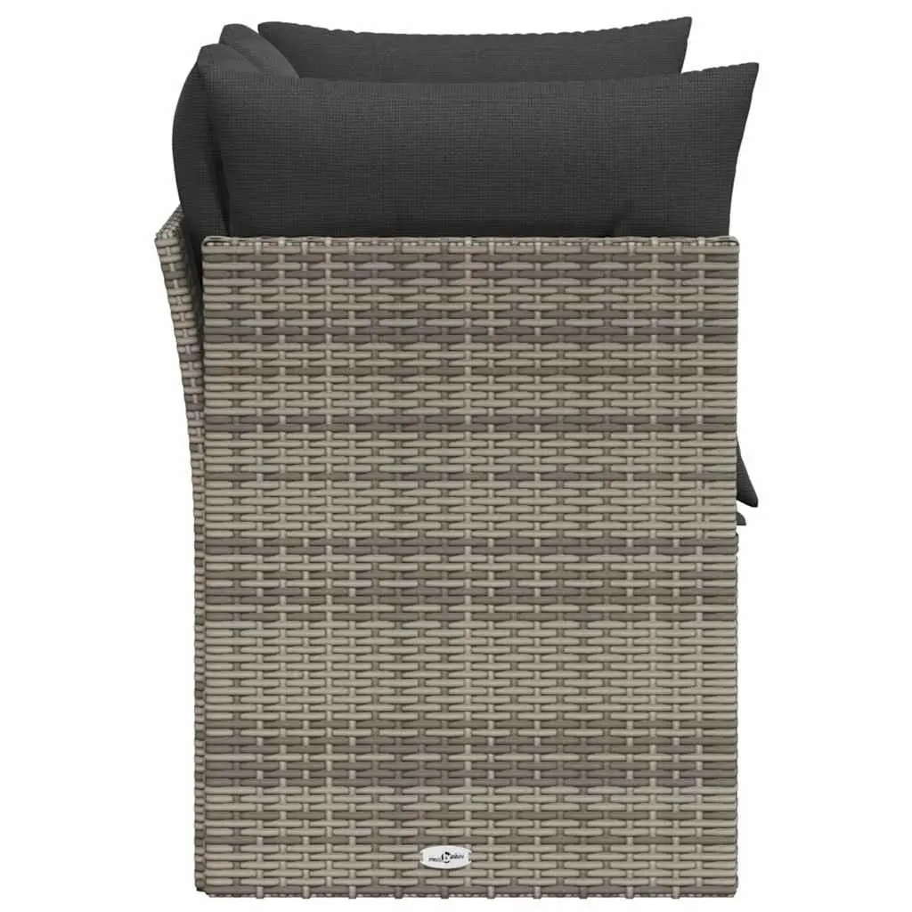 2-Seater Garden Sofa Outdoor Grey Poly Rattan with Cushions and Storage