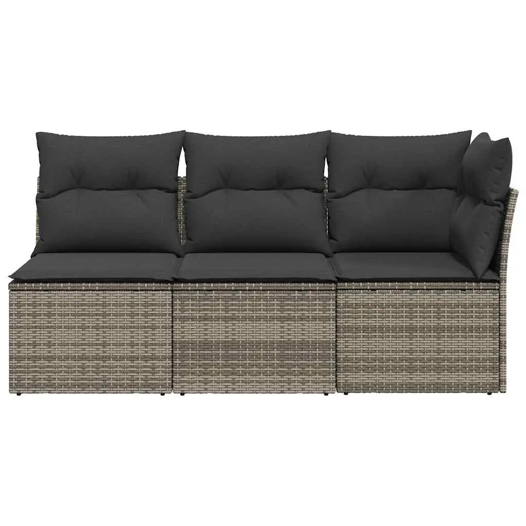 Grey 3-Seater Garden Sofa with Storage