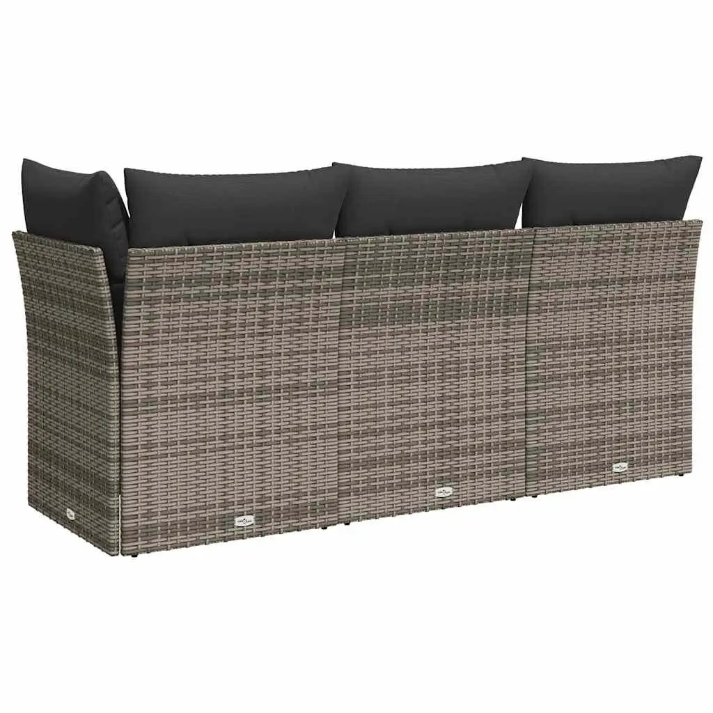 Grey 3-Seater Garden Sofa with Storage