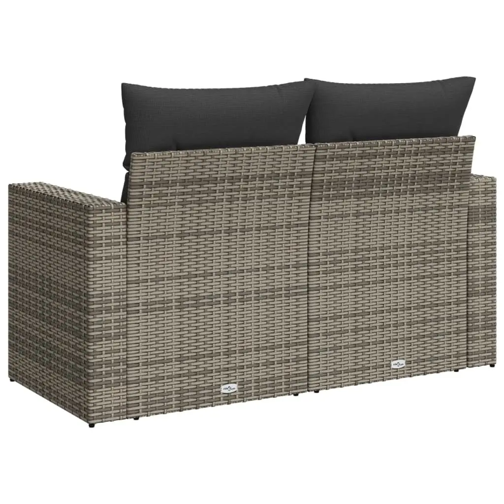 Grey 2-Seater Garden Sofa Poly Rattan Outdoor Furniture with Storage and Cushions